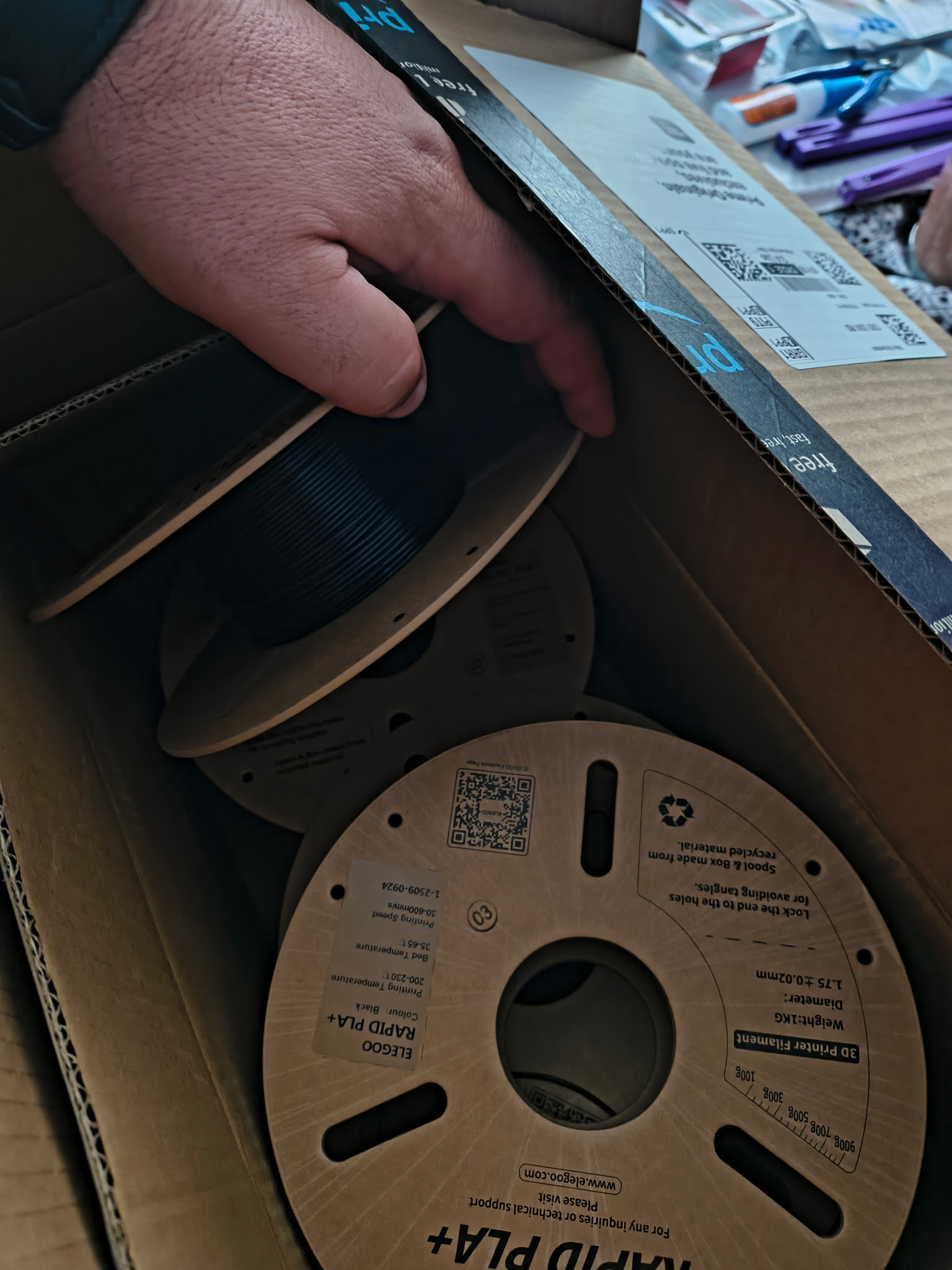 Empty Spool Inside the Box